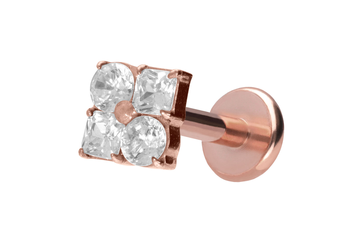 Titan Labret Piercing mit Push Fit KRISTALLBLUME